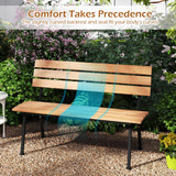 Tangkula Acacia Wood Outdoor Bench with Backrest for Outside Front Porch