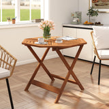 Tangkula Wood Patio Dining Table with 1.97" Umbrella Hole