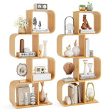 Tangkula Bamboo Geometric Bookshelf