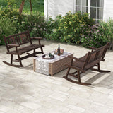 Tangkula Patio Rocking Bench, Carbonized Wood Double Rocker Chair with Ergonomic Seat