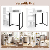 Tangkula 43.5" Study Desk with Ergonomic Monitor Stand & Storage Shelves