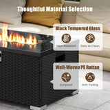 Tangkula 2-Piece Outdoor Rattan Fire Table Set