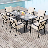 Tangkula Metal Outdoor Dining Chair Set of 2/4 Stackable Patio Chairs w/Armrests
