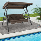Tangkula 3 Person Porch Swing, 2-in-1 Convertible Patio Swing Bed with Adjustable Canopy, 2 Cup Holder Table