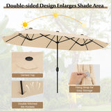 Tangkula 13FT Double-sided Patio Umbrella, Extra Large Twin Table Umbrella with Crank Handle