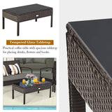 Tangkula Wicker Patio Conversation Furniture Set, Outdoor Rattan Chair and Table Set