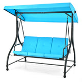 Tangkula 3 Seats Converting Patio Swing, Outdoor Porch Garden Canopy Swing with Comfortable Cushion Seats