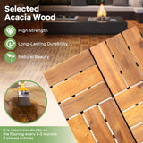 Tangkula 27 PCS Acacia Wood Interlocking Patio Deck Tiles, 12" x 12" Water-Resistant Indoor Outdoor Flooring