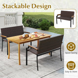 Tangkula Stackable Patio Wicker Loveseat Bench
