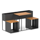 Tangkula PE Rattan Garden Planter Table with Built-in Chairs and Storage Space