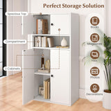 Tangkula 44” Tall Bookshelf with Doors 5-Tier Floor Standing with 2 Cabinets & Compartment