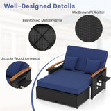 Tangkula Patio Rattan Daybed with 4-Level Adjustable Backrest