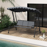Tangkula 3 Person Porch Swing, Patio Swing with Adjustable Canopy, Heavy-Duty Metal Frame & Breathable Seat