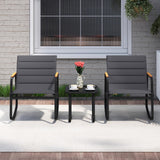 Tangkula 3 Piece Outdoor Rocking Bistro Set Metal Frame & Soft Cushions