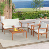 Tangkula Acacia Wood Patio Conversation Set
