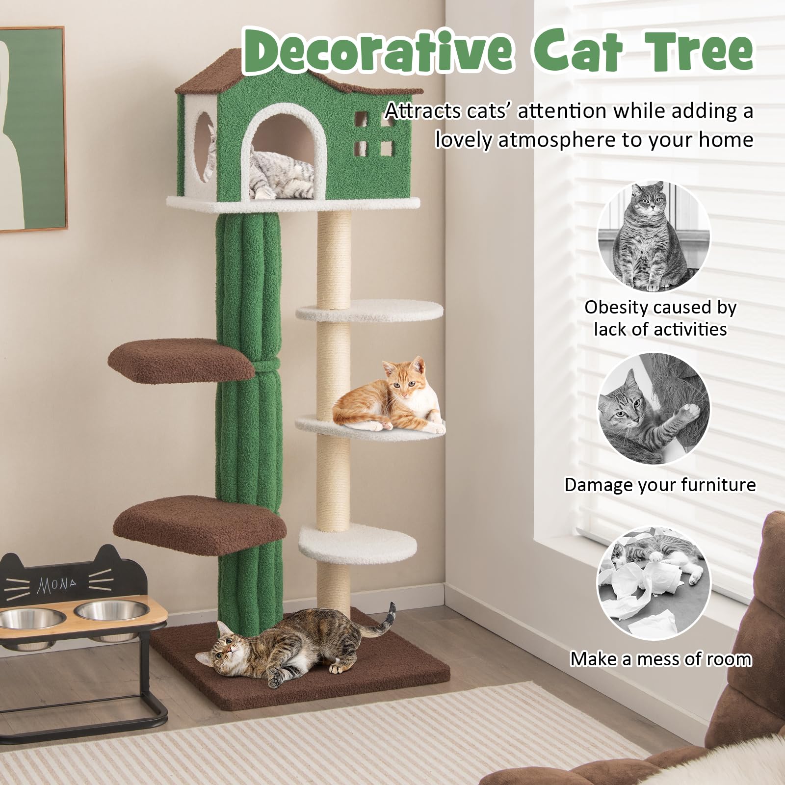 Cactus Cat Tree for Indoor Cat - Tangkula