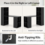 Tangkula Computer Desk with Bookshelf, Space Saving Computer Desk with 12 Shelves