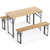 Tangkula 3 Piece Folding Picnic Table with 2 Benches