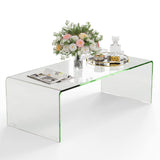 Tangkula Tempered Glass Coffee, Clear Coffee Table