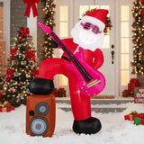 Tangkula 8.4 ft Inflatable Santa Claus Playing Guitar for Christmas