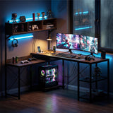 Tangkula L-Shaped Computer Desk with Power Outlets