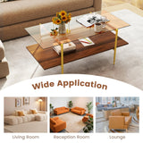 Tangkula 2-Tier Glass Coffee Table