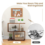 2 Tier Geometric Bookshelf, Freestanding Wood Display Shelf - Tangkula