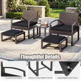 Tangkula 5 Pieces Wicker Patio Conversation Set 2-Person Small Balcony Furniture Seating Set