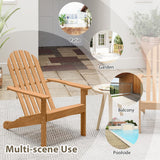 Tangkula Acacia Wood Patio Adirondack Chair with Inclined Seat and High Backrest for Porch Poolside