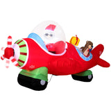 Tangkula 7.2 Feet Christmas Inflatables Airplane with Gift Boxes and Built-in LED Lights