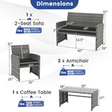 Tangkula 4 Piece Patio Wicker Furniture Set