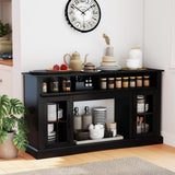 Tangkula 58” Farmhouse TV Stand with LED Lights and Remote Control