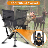 Tangkula Hunting Chair with Shooting Rest, 360° Swivel Hunting Seat with 4 Extendable Aluminum Legs