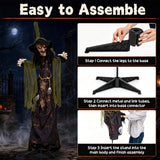 Tangkula 6.2 FT Animated Halloween Standing Talking Witch with Glowing Eyes