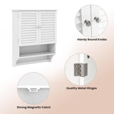 Tangkula Wall Mounted Bathroom Cabinet with Open Shelf & Bar