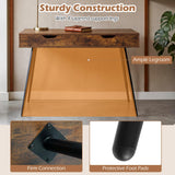Tangkula Modern Writing Study Desk with 2 Storage Drawers