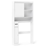 Tangkula Over The Toilet Cabinet Freestanding Bathroom Space Saver with Sliding Door