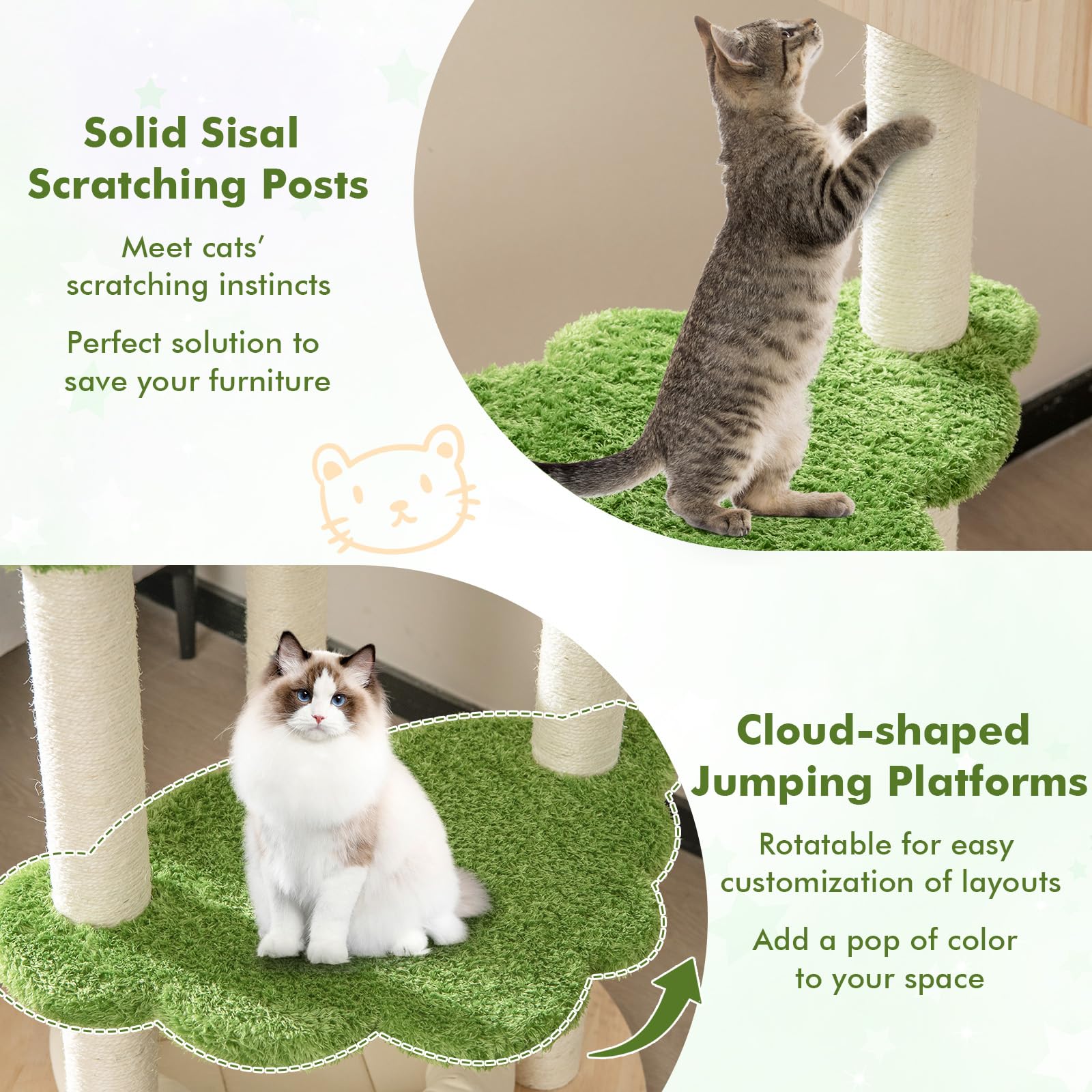 thumbnail image 2 of Tangkula Tall Cat Tree, 69 Inch Multi-Level Cat Tower With 2 of 13