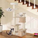Tangkula Multi Layer Wood Cat Tower with Scratching Posts