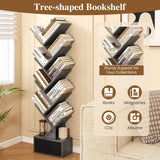 Tangkula Tree-Shaped Bookshelf with Folding Fabric Drawer