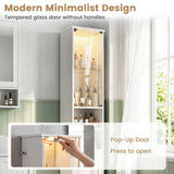 Tangkula Tall Narrow Freestanding Bathroom Storage Cabinet with Lights and Remote (1/2)