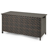 Tangkula Tightly-Woven Rattan Deck Box, Patiojoy Storage Cabinet Container with Polyester Liner, 85 Gallon Indoor Outdoor Storage Bo