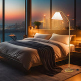 Tangkula Modern Standing Lamp with Adjustable Lamp Head and Pleated Lampshade