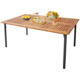 Tangkula 5-Piece Outdoor Dining Set with Acacia Wood Table & 4 Wicker Rattan Armrest Chairs