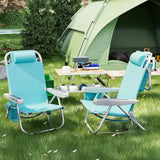 Tangkula 5-Position Lightweight Folding Lay Flat Beach Chairs with Storage Bag