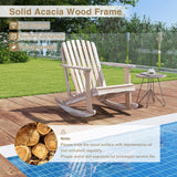 Tangkula Adirondack Rocking Chair with Slatted Seat and High Fanned Back