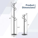 Tangkula Coat Rack Freestanding, Heavy Duty Metal Coat Tree with 8 L-Shaped Hooks & Adjustable Heights
