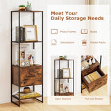 Tangkula 4-Tier Bookshelf with Drawer