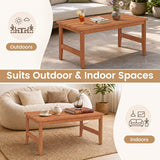 Tangkula 35.5" Solid Hardwood Rectangular Outdoor Coffee Table