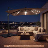 Tangkula 10ft Offset Cantilever Outdoor Umbrella 32 LED Lights